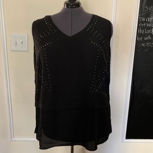Black Sleeveless Top with Embellishments